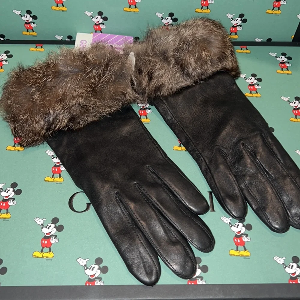 Leather gloves with genuine fur NORDSTROM